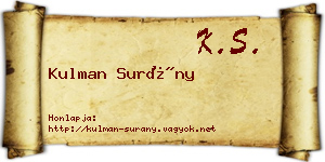 Kulman Surány névjegykártya